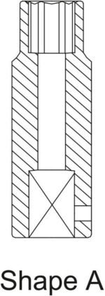 Technical line drawing labeled “Shape A” showing a cross-sectional diagram of a Chicago Pneumatic S412x13FD impact socket, detailing internal geometry and drive design. Get it at Wrenchers.com