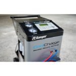 Top view of Ranger CoolCharge AC recovery recycling recharging machine with LCD display and high low gauges.