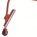 AFF 3590A Tire and Wheel Dolly caster and roller arm, showing the red steel frame with a heavy-duty roller for tire positioning. Get it at Wrenchers.com