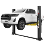 APEX AL9LC two post floorplate car lift designed for low ceiling automotive shops. A compact 9000 lb lift solution available at for professional service bays.