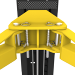 Automatic arm lock restraint system on the APEX AL10C two post lift ensures secure arm positioning during lifting. Built for safe shop operation and available at