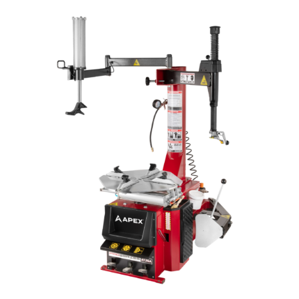 Heavy-duty APEX AT26A tire changer built for daily shop use with swing-arm assist and powerful bead breaker. SKU 5140350.