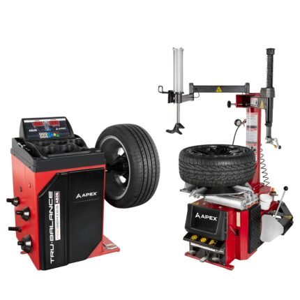 APEX AT26A and AB28 tire changer wheel balancer combo with pneumatic assist tower