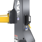 BendPak 20AP-192 safety lock mechanism close-up on extended height two-post lift, SKU 5175615.