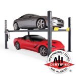 HD-9STX 9000-lb narrow four-post lift, SKU 5175862. High-lift design, ALI certified, built for serious garage storage.