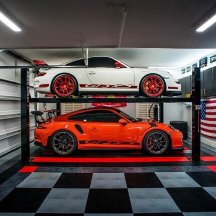 BendPak 4 post lift transforms your home garage into a high-capacity car storage solution.