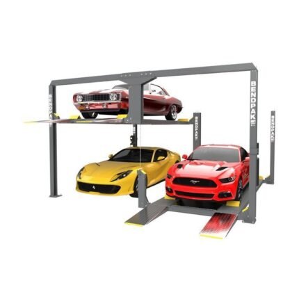 Maximize limited garage space with the BendPak PL-12000DPS parking lift (SKU 5175552). This 12,000-lb four-post system lets you safely stack vehicles for residential and commercial storage applications.