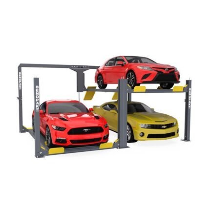 The BendPak PL-12000DPS vertical parking lift (SKU 5175552) increases garage efficiency by converting unused overhead space into secure vehicle storage with smooth drive-on operation and heavy-duty construction.