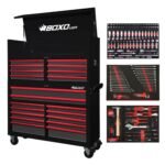 BoxoUSA 53-inch Pro Series loaded tool box combo with top and bottom cabinets