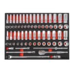 Top-down view of all tools in the Elite Master Tool Set neatly arranged