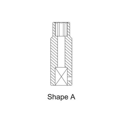 Technical line drawing labeled “Shape A” showing a cross-sectional diagram of a Chicago Pneumatic S412x13FD impact socket, detailing internal geometry and drive design. Get it at Wrenchers.com