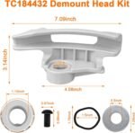 Grey nylon TC184432 demount head kit with labeled dimensions and included hardware components