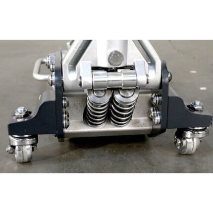 Front view of the Ranger RFJ-4000AL floor jack highlighting its dual-spring return system and rugged aluminum frame