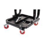 Close-up of the Ranger RST-1WS work seat’s divided tool tray, providing organized storage for hand tools and hardware while working at low heights