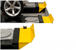 Alignment turnplates integrated with yellow wheel stop safety guards