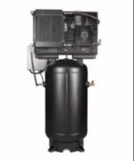 Industrial Gold R103V83 vertical air compressor, featuring a robust cast-iron pump, large electric motor, and black steel tank with logo badge. Get it at Wrenchers.com