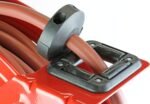 Close-up of the Lincoln 83754 hose guide assembly, highlighting the reinforced rollers that protect the hose and ensure smooth retraction. Get it at Wrenchers.com