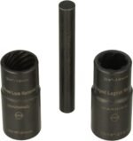 LT-4300 Twist Socket Lug Nut Removal Kit, showing two twist sockets and a punch bar used for extracting damaged lug nuts and wheel locks. Get it at wrenchers.com