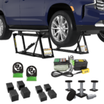 QuickJack 8000TL Portable Car Lift Bundle includes SUV and Light Truck Adapter Set and wall hangers for storage