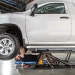 Lifting heavy-duty truck on the QuickJack 8000TLX portable truck lift