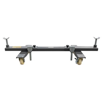 Top view of Ranger RCD-2V car dollies with 4,400-lb capacity. Heavy-duty casters and adjustable design for easy vehicle positioning. SKU 5150409.