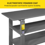 Detail view of the Ranger RWB-2S workbench highlighting its durable electrostatic oven-baked powder-coat surface