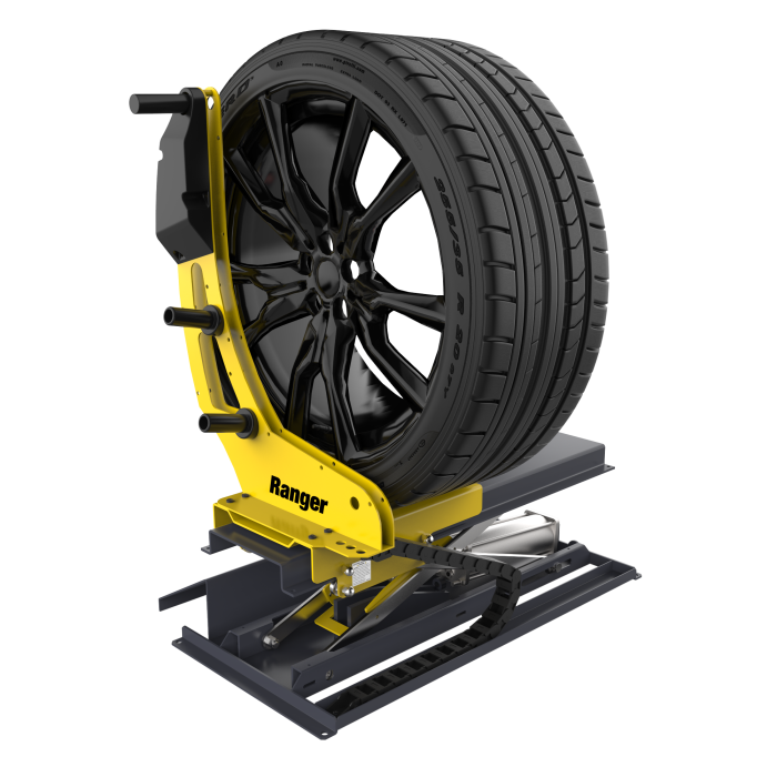 RWL175 Pneumatic Wheel Lift Ranger RWL 175 pneumatic wheel lift shown with mounted wheel, designed to safely raise and position wheels during tire and balance service. Get yours at Wrenchers.com. 5150593