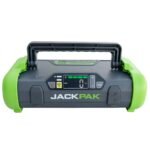 JackPak Ultra 2500A jump starter with removable clamps in action built-in air compressor