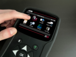 Technician using VT57 touchscreen to perform TPMS sensor diagnostics