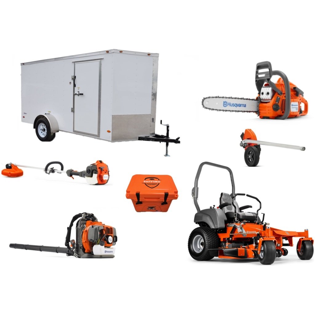 HH465-4.jpg HH465 Husqvarna Mower Bundle - MZ 61 Zero Turn 350BT Blower 7x12 Enclosed Trailer - Image 1